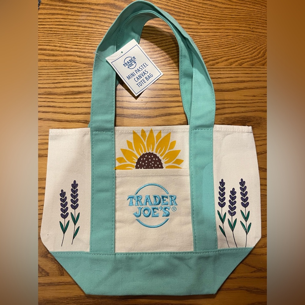 NWT Custom Trader Joe’s Mini Canvas Tote in Mint - Picture 2 of 7
